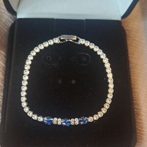 Elegant Silver and Blue Gemstone Bracelet